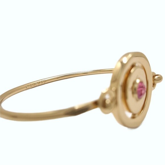 Carolee Pink Rhinestone Gold Tone Double Sided Charm Bangle Bracelet - Picture 6 of 6